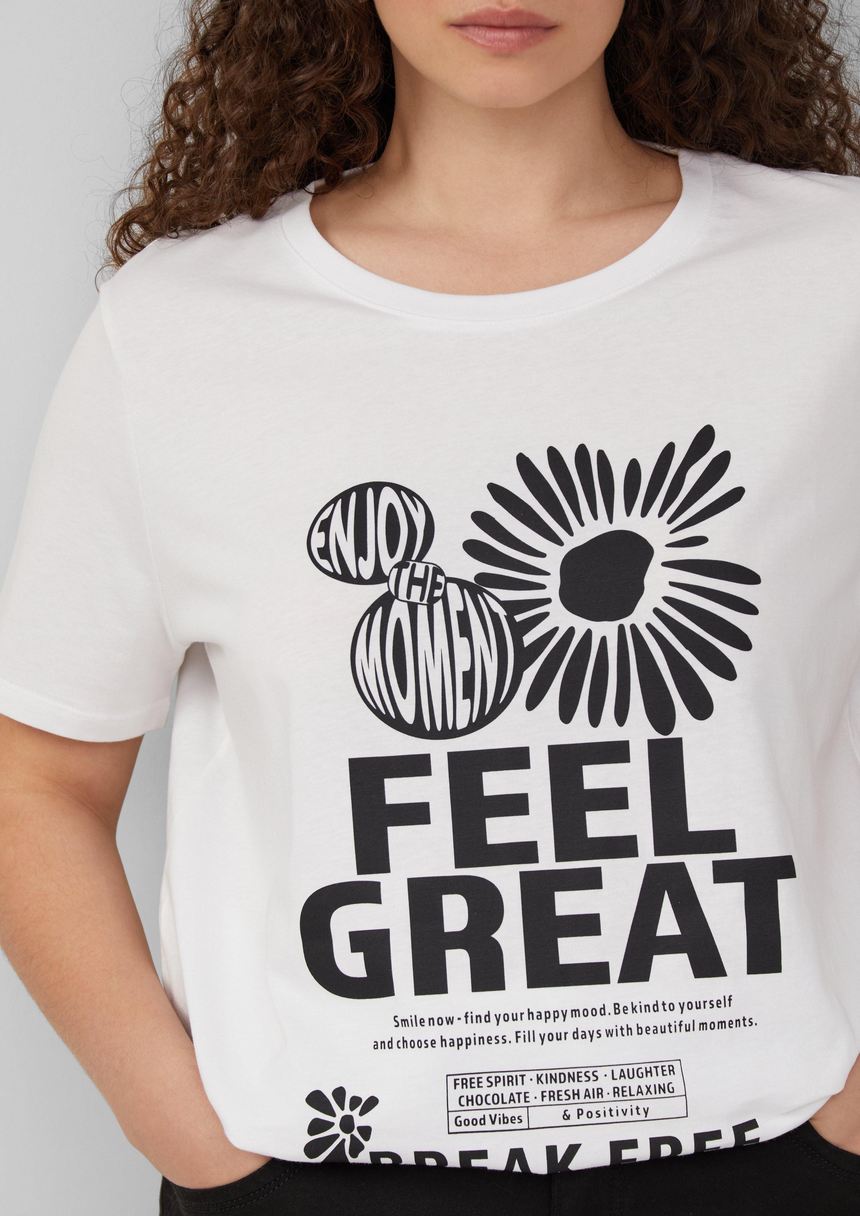 QS Kurzarmshirt Baumwollshirt mit Frontprint günstig online kaufen