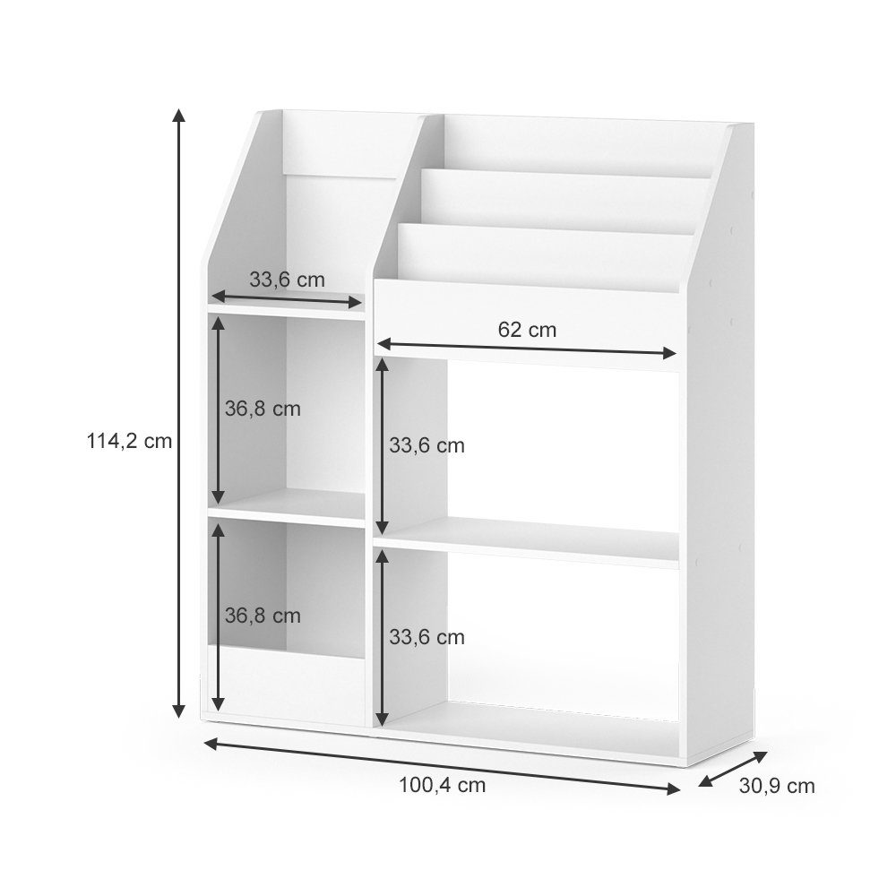 Vicco Bücherregal Luigi, Weiß, 100.4 x 114.2 cm ohne Faltboxen, 1-tlg.