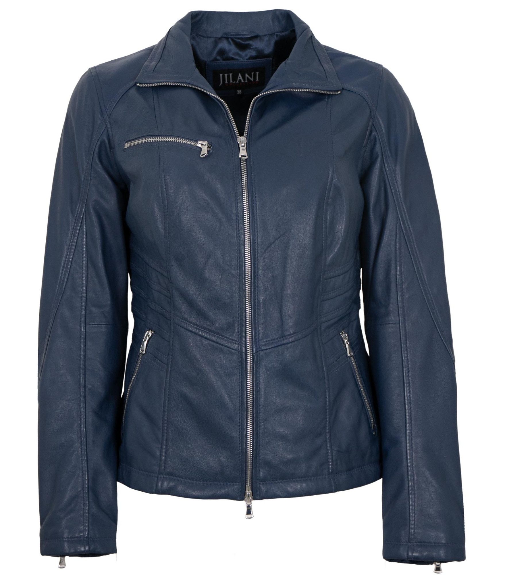 Jilani Lederjacke Maura Jilani - Damen Lederjacke Lammnappa navy