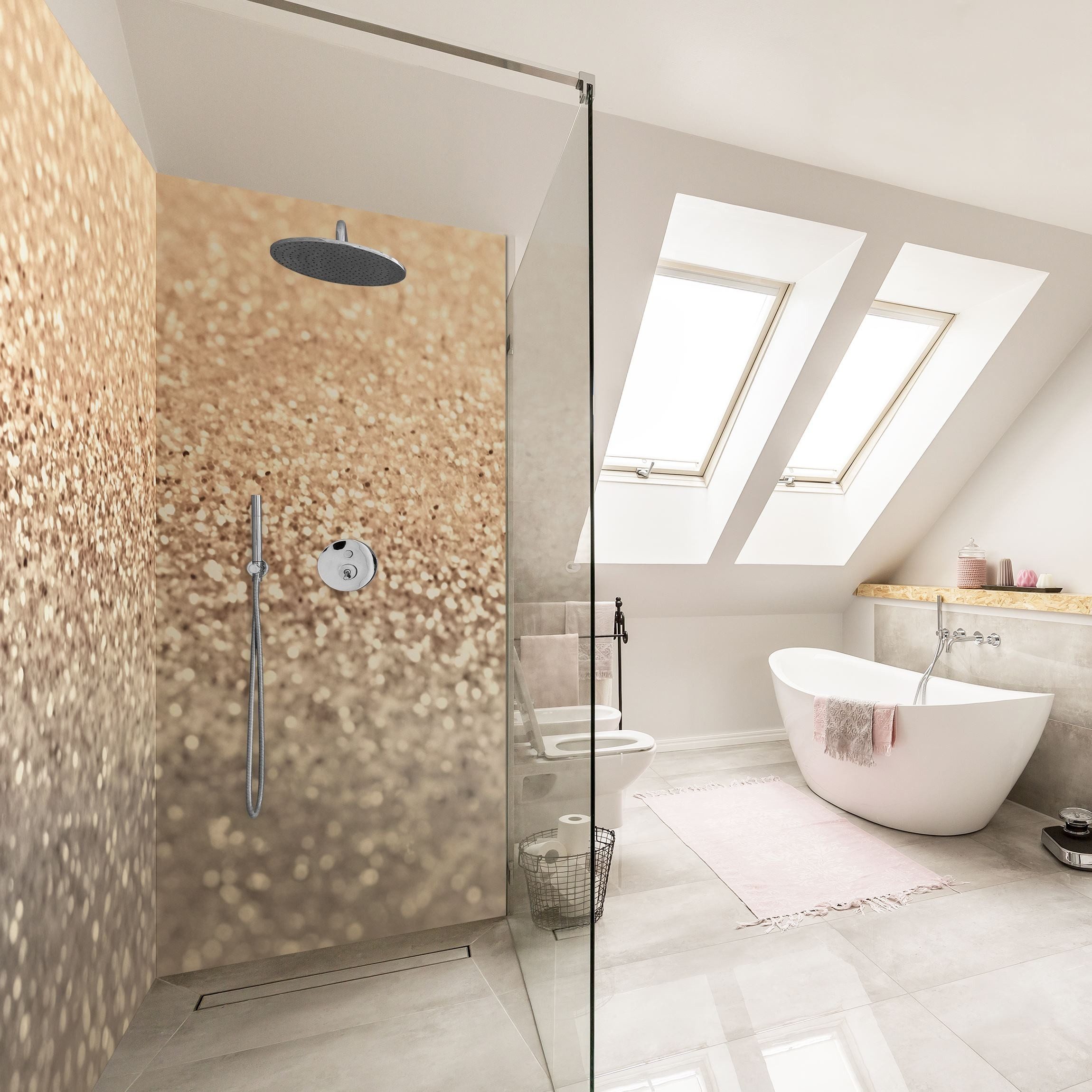 Bilderdepot24 Duschrückwand Muster gold Duschrückwand ohne günstig online kaufen