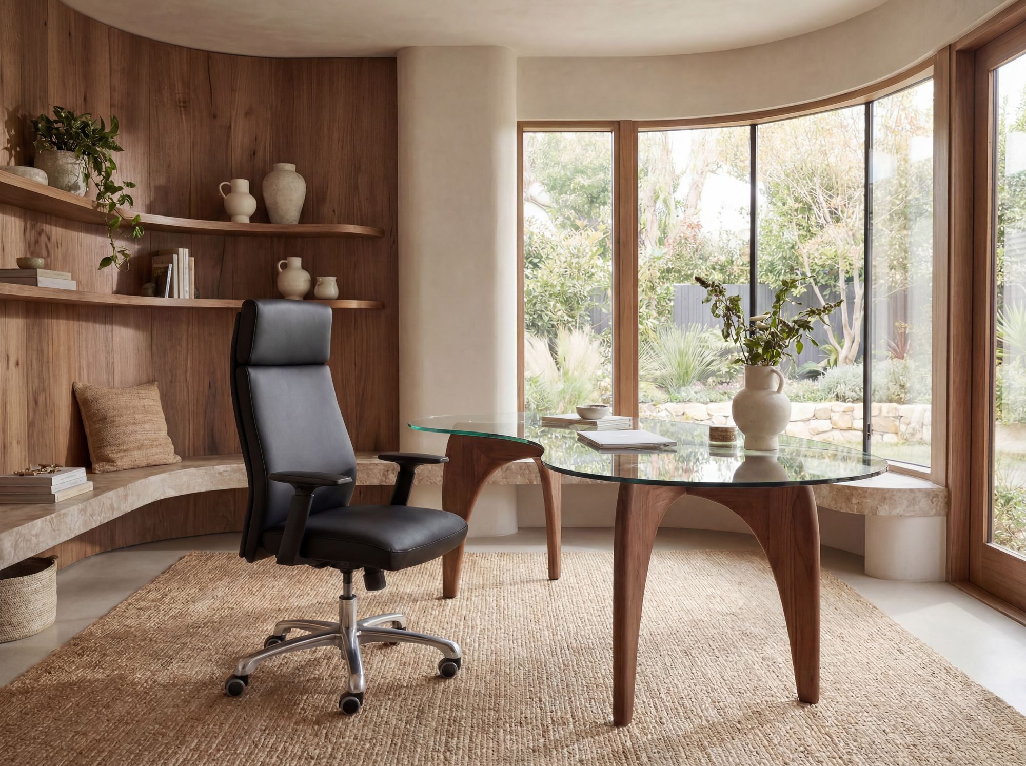 FINEBUY Schreibtischstuhl Bürostuhl Chefsessel PORTO Leder Schwarz Drehstuhl (Drehstuhl Wippfunktion, Schreibtischstuhl Drehbar), Echtleder Schwarz Bürostuhl Ergonomisch Kopfstütze