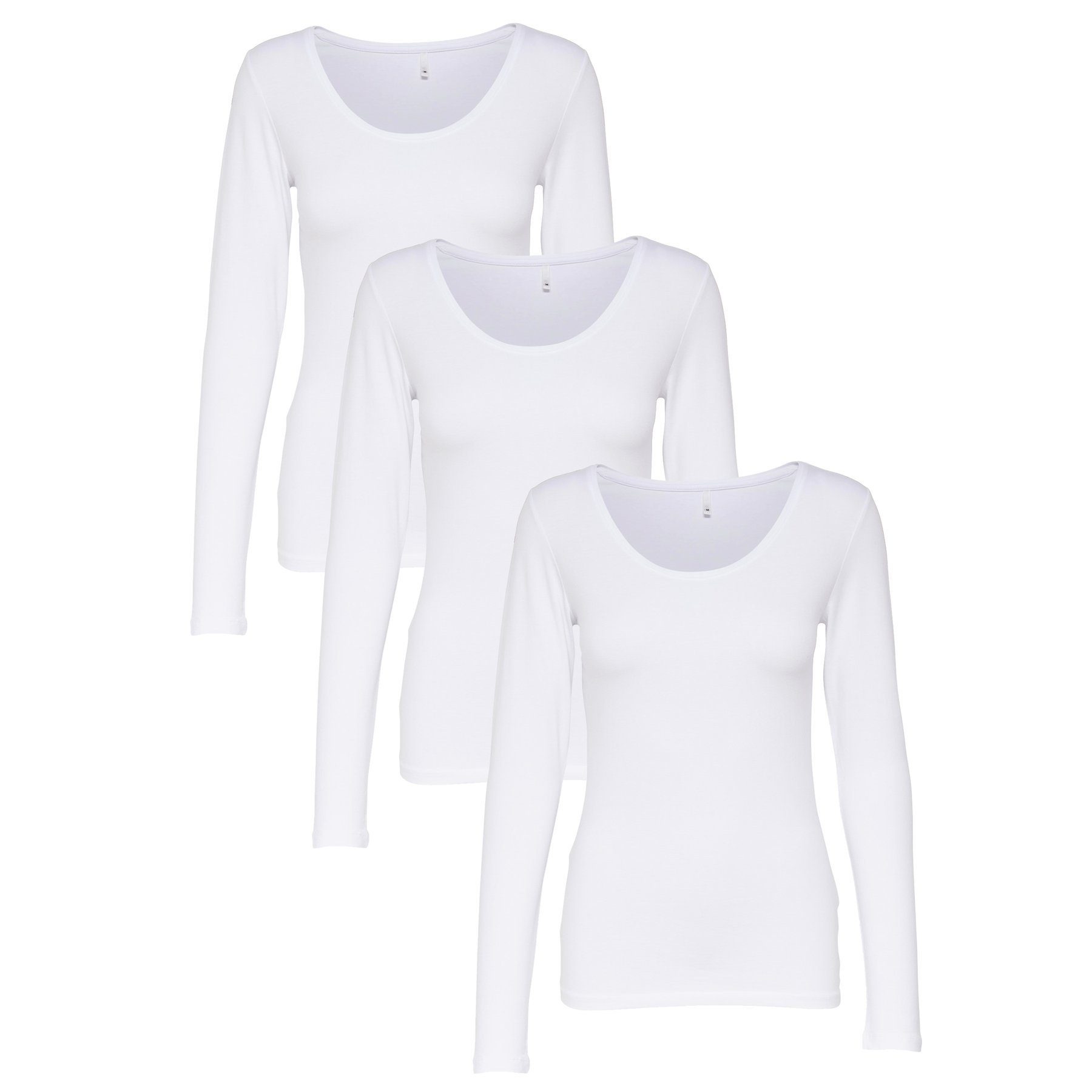 ONLY Langarmshirt ONLY 3er Pack Damen Longsleeve langarm