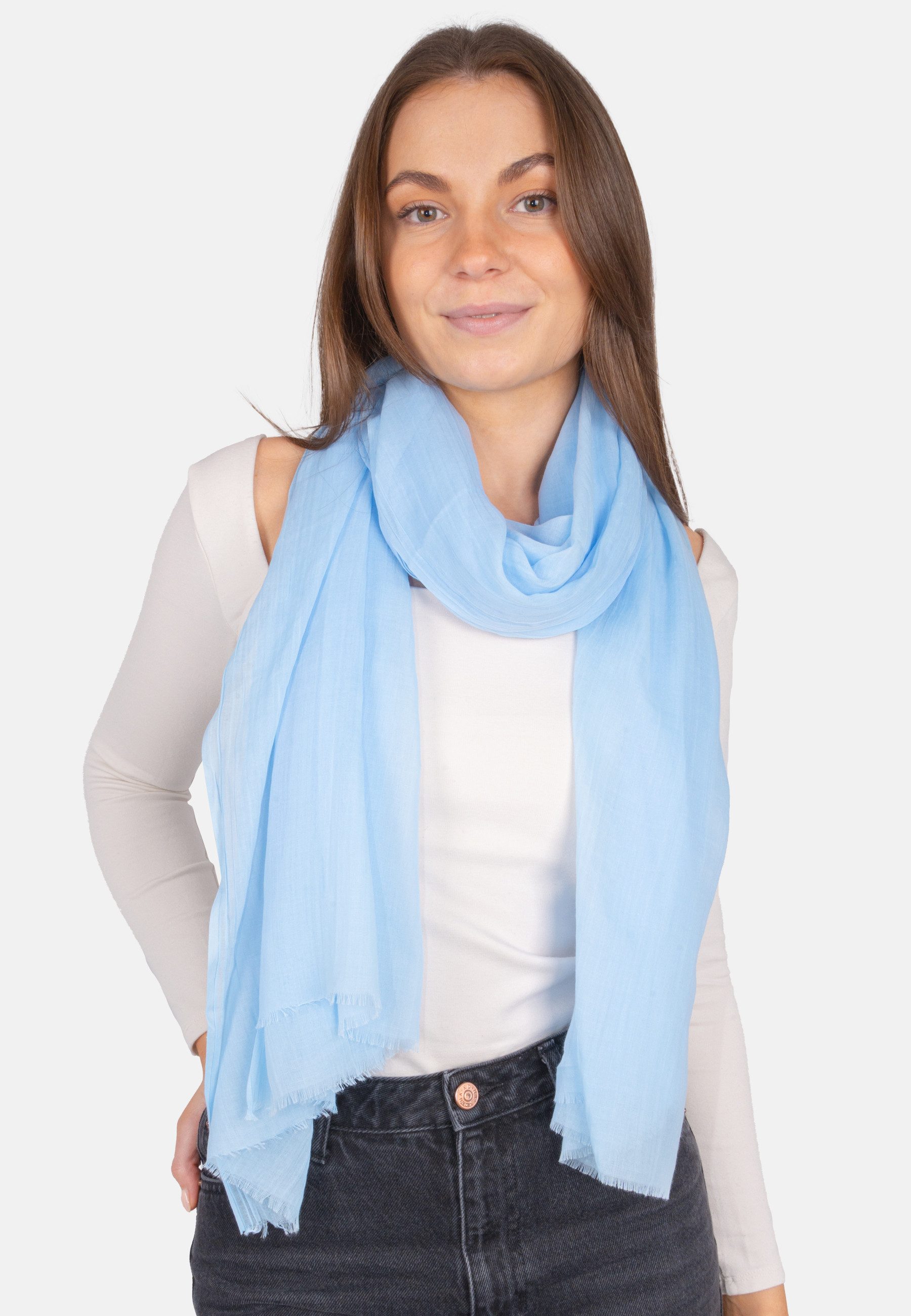 Seasons of April Seidenschal Alessandra Schal, Elegant, dünn, leicht & weich: Uni Damen Schal mit kurzen Fransen