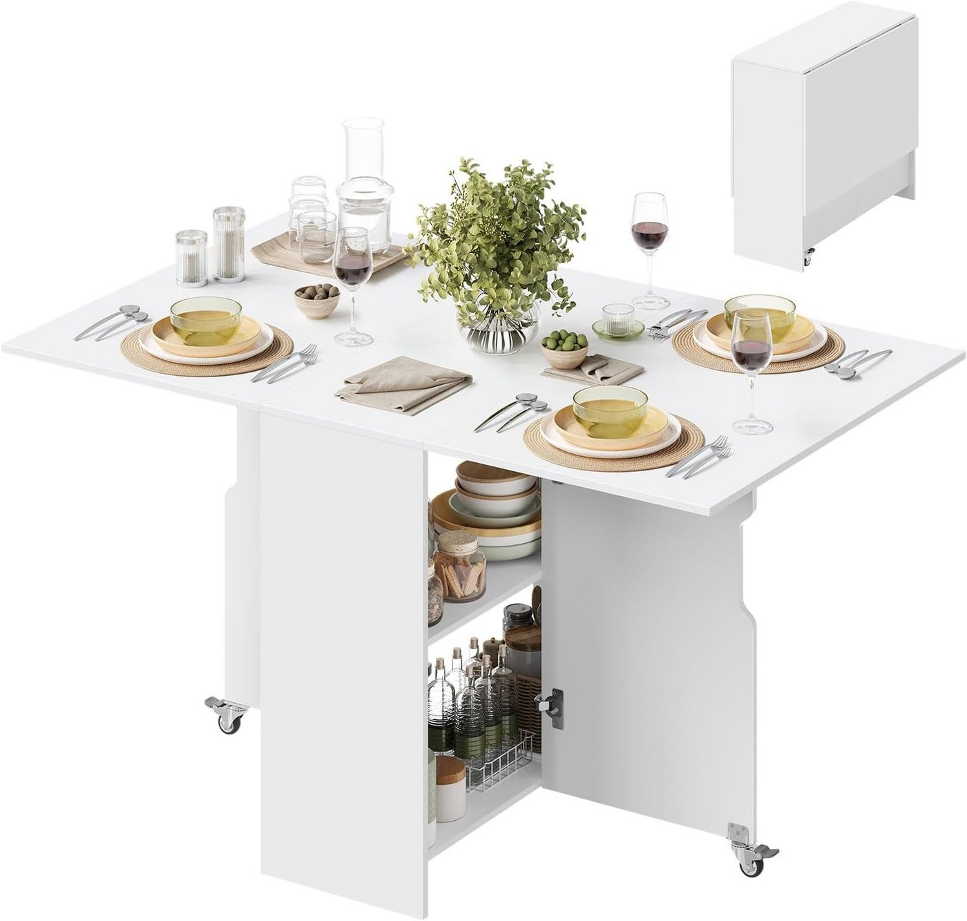 Woltu Esstisch, klappbar, Küchentisch für 2-4 Personen, 130x80x72 cm