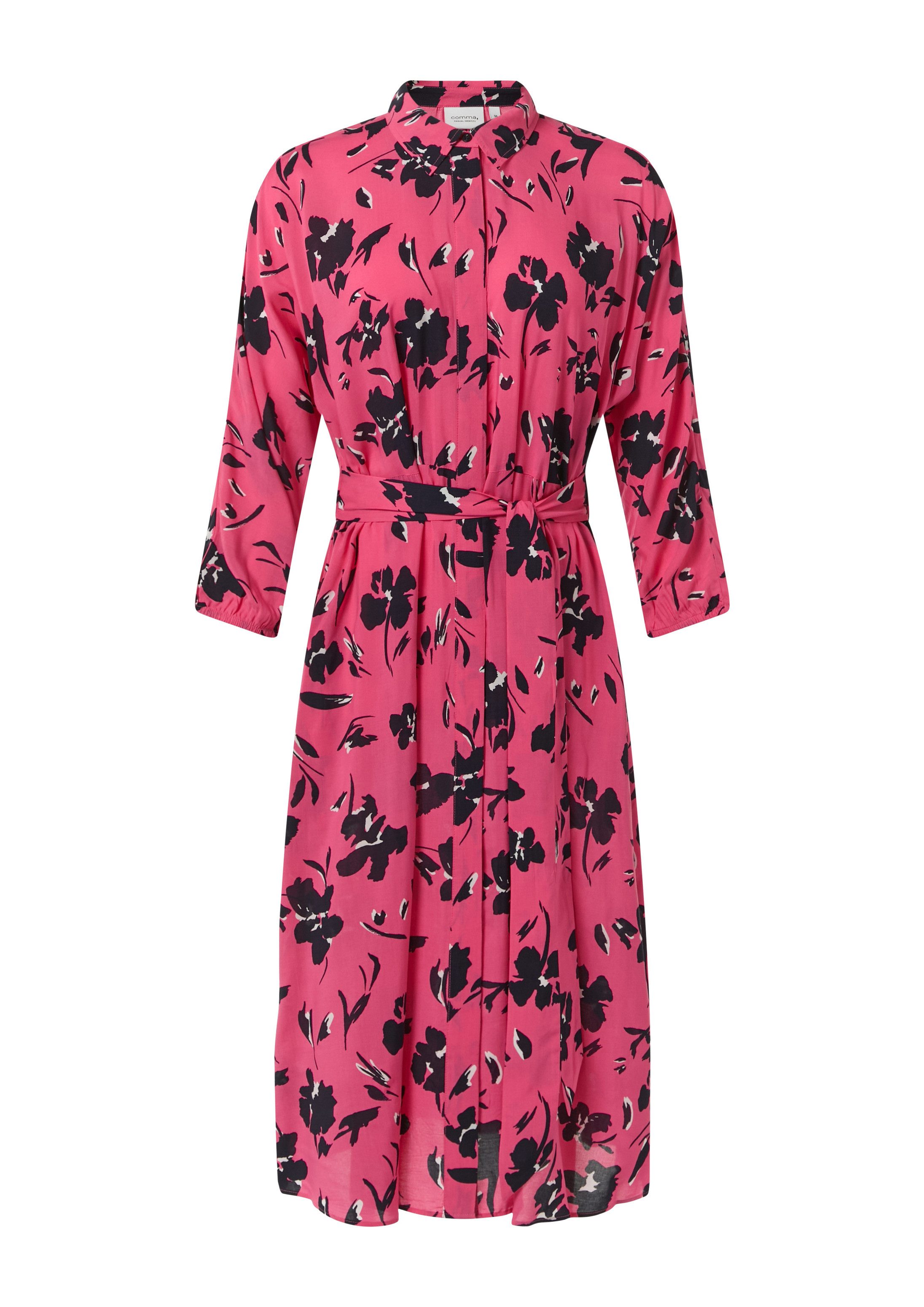 comma Midikleid Kleid Midi-Kleid mit Hemdkragen