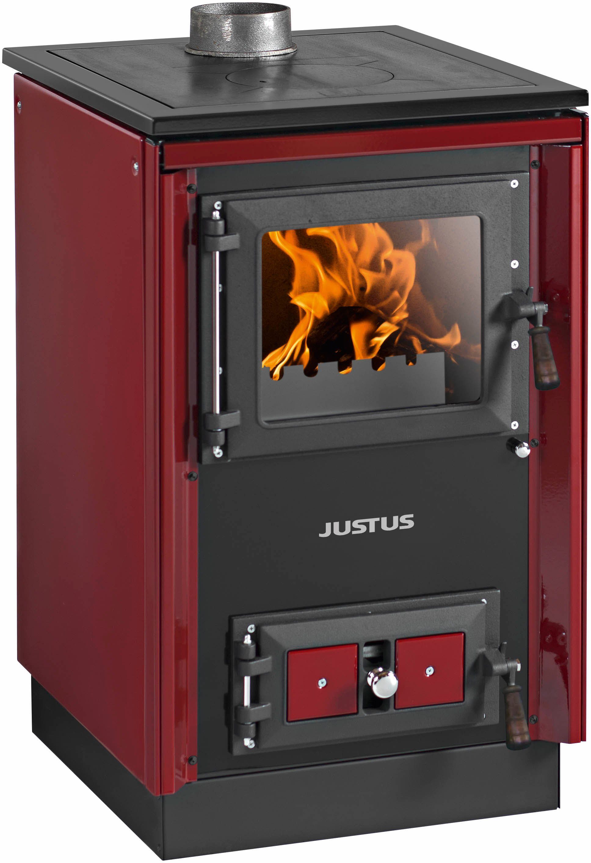 JUSTUS Festbrennstoffherd Rustico-50 2.0, 7 kW, Zeitbrand, Für ein  behagliches Kochen in der Küche