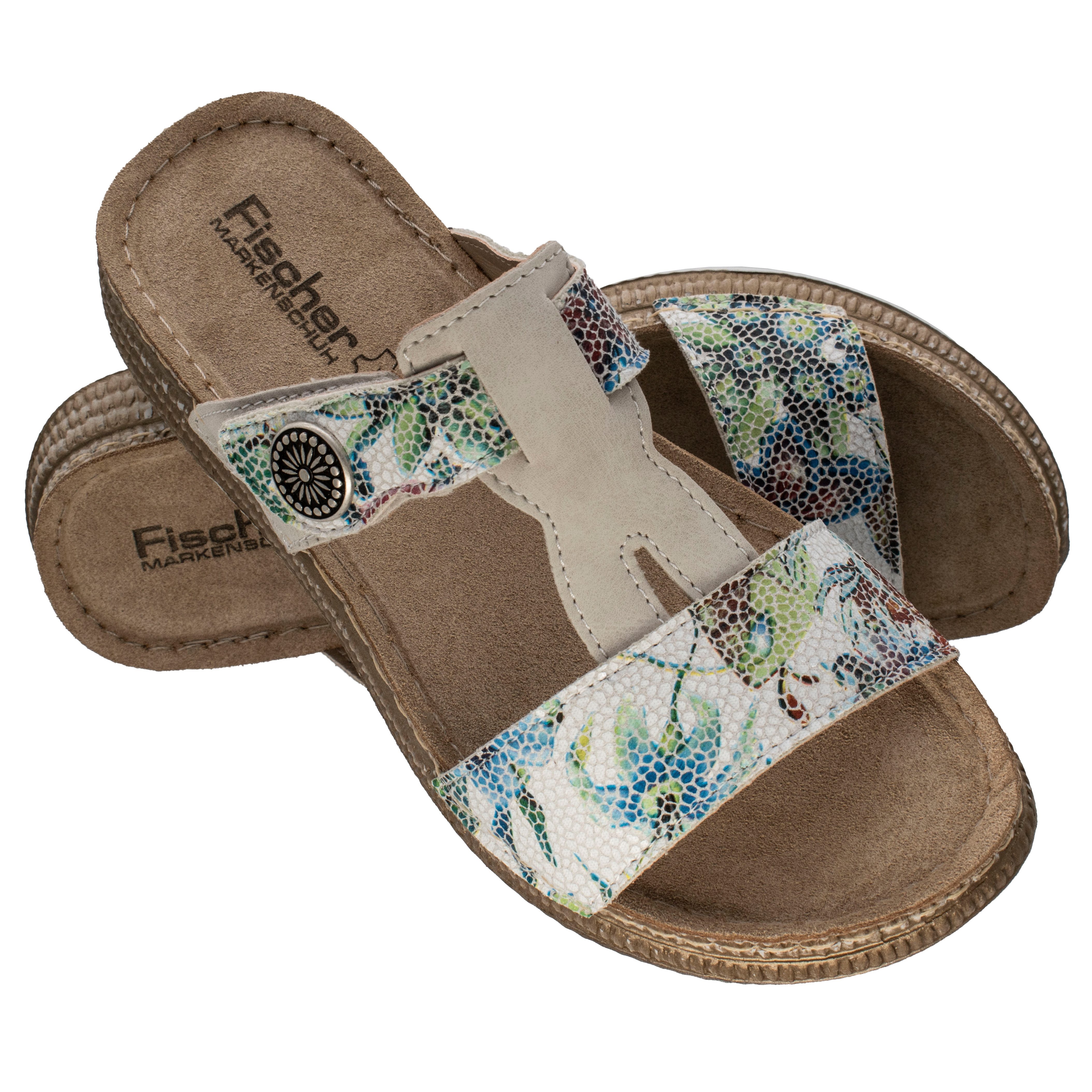 Fischer-Markenschuh Steffi Pantolette aus Nappalino (Lederimitat), Fleecefutter, mit gepolstertem Fußbett