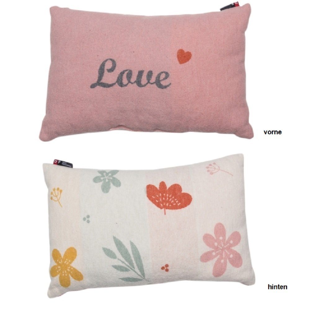DAVID FUSSENEGGER Dekokissen gefüllt Silvretta 'Blumen, love' 30 x 50 cm Rohweiß