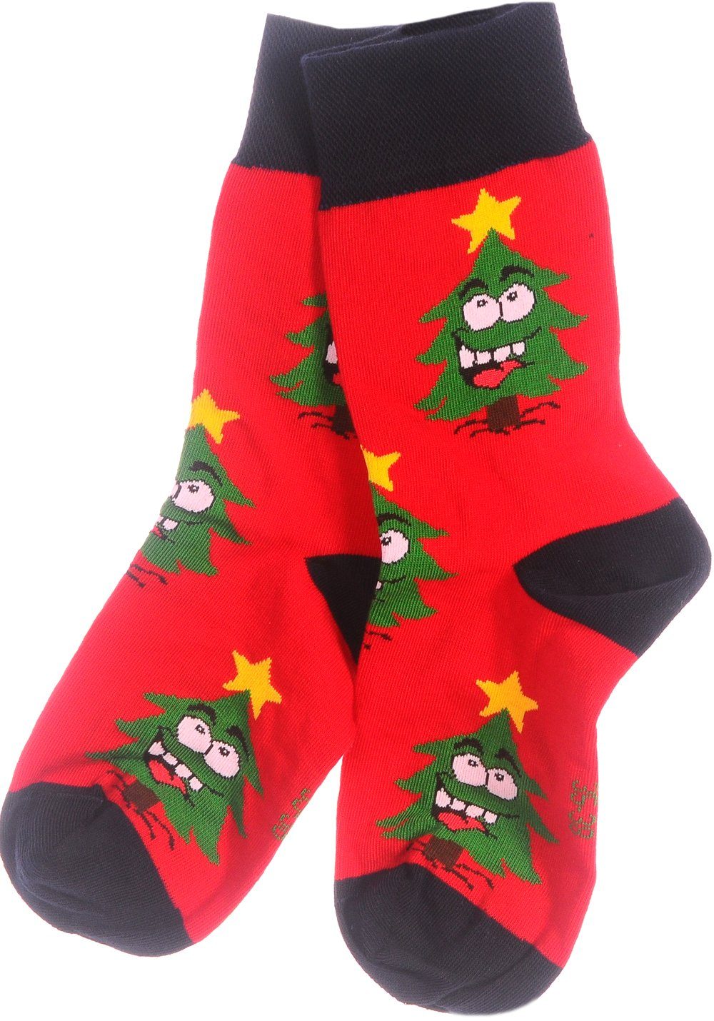 Martinex Freizeitsocken Lustige witzige Strümpfe in Rot mit Weihnachtsbaum Weihnachtssocken 21 24 25 27 28 30 31 33 34 35 36 37 38 39 40 41 42 43 44 45 46