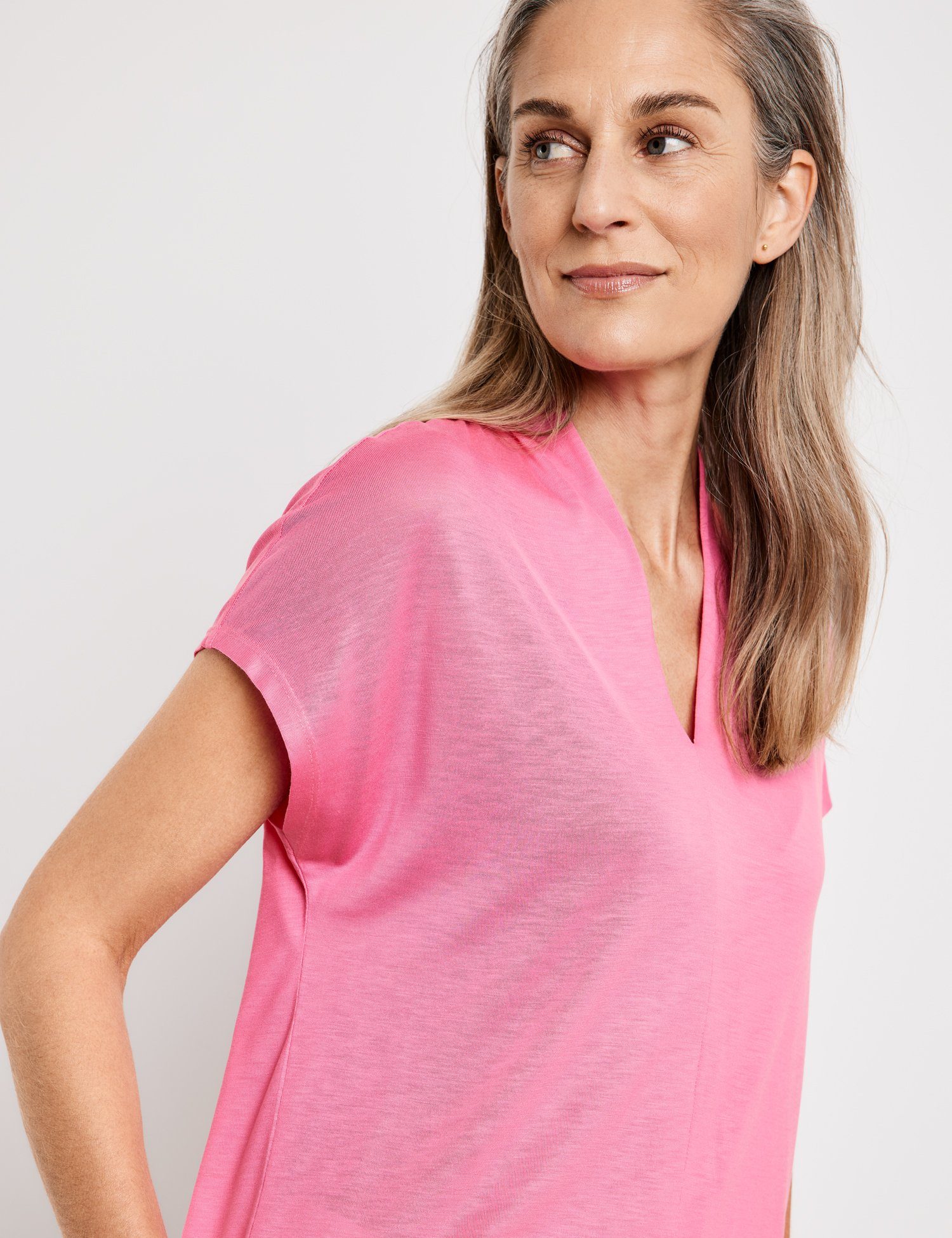 GERRY WEBER Kurzarmshirt Kurzarmshirt mit überschnittenen Soft Schultern Pink