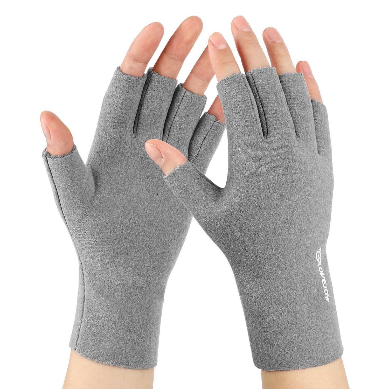 LuxusKollektion Thermohandschuhe Fingerlose Winterhandschuhe Damen Grau (1-St)