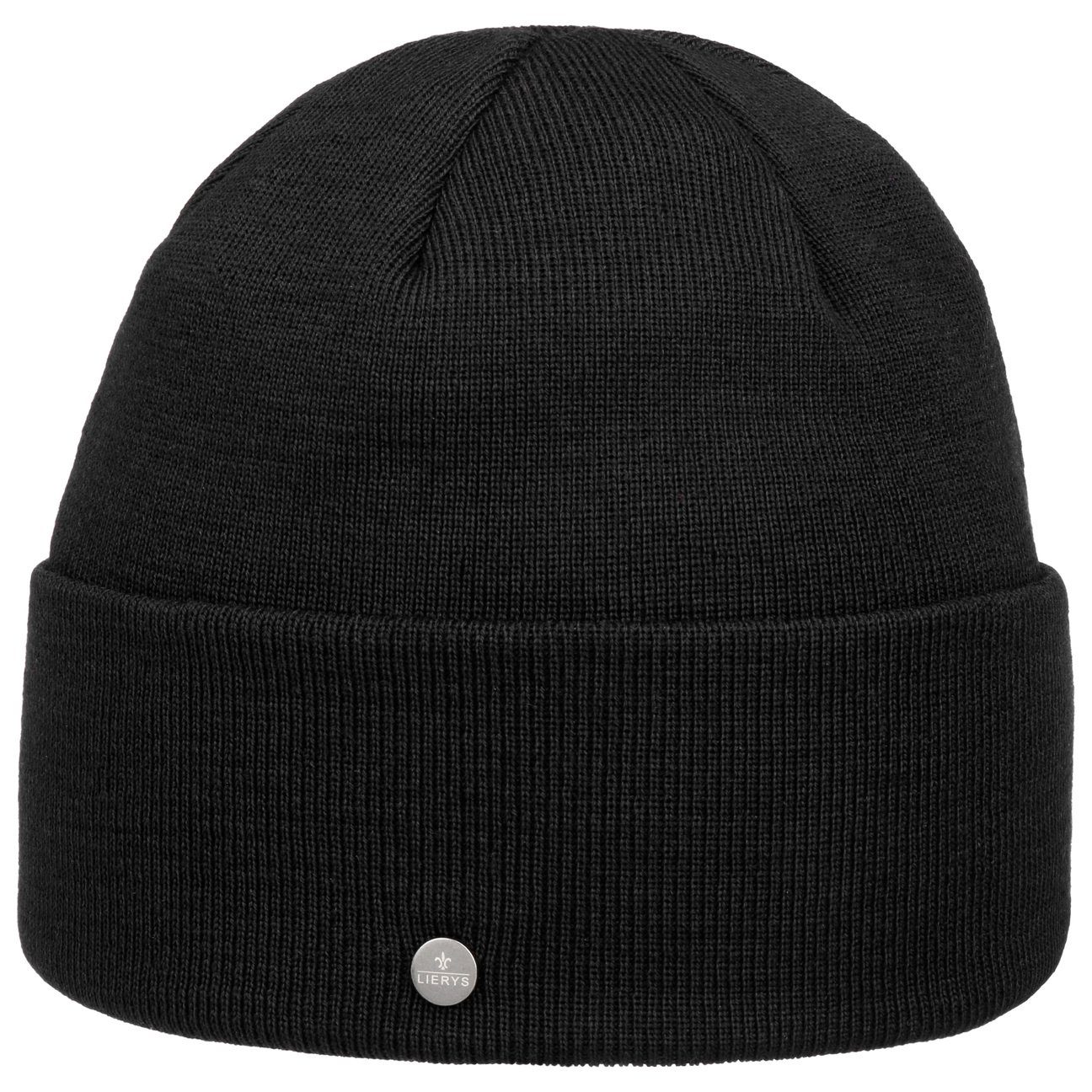 Lierys Beanie (1-St) Merinomütze mit Umschlag, Made in Germany schwarz