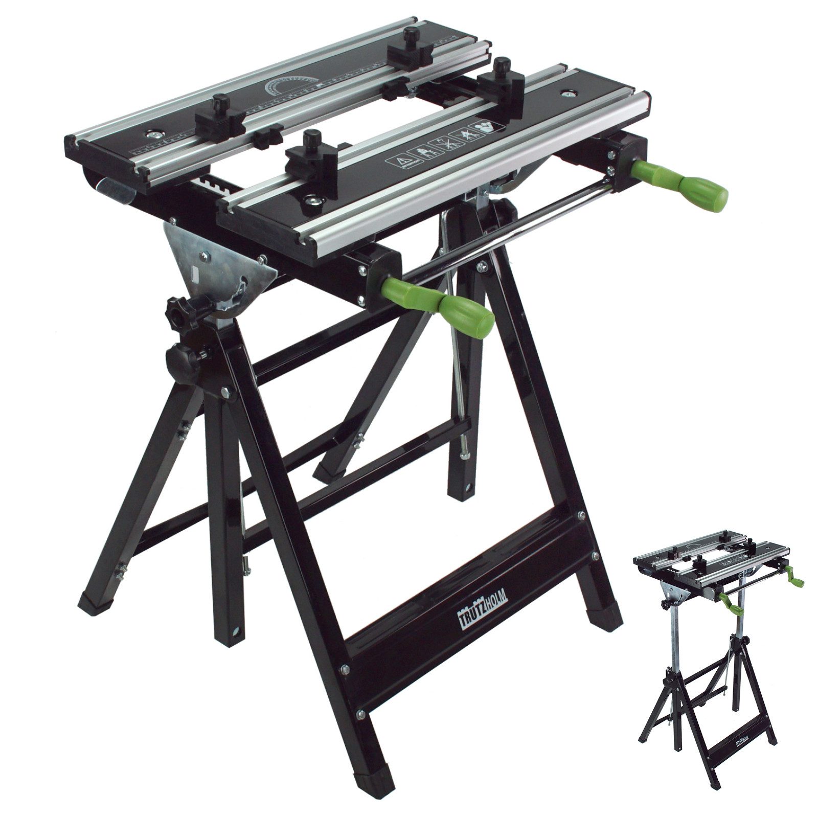 TRUTZHOLM Werkbank Werkbank klappbar höhenverstellbar 7 Stufen Werktisch Schnellspanner, (Artikel), 7 Stufen höhenverstellbar