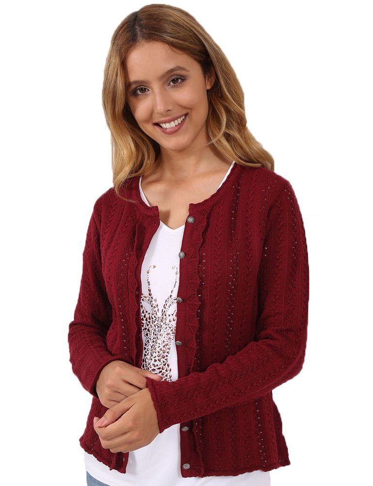 Krüger Madl Trachtenstrickjacke Krüger Damen Trachtenjacke 'Augusta' mit Lochstick