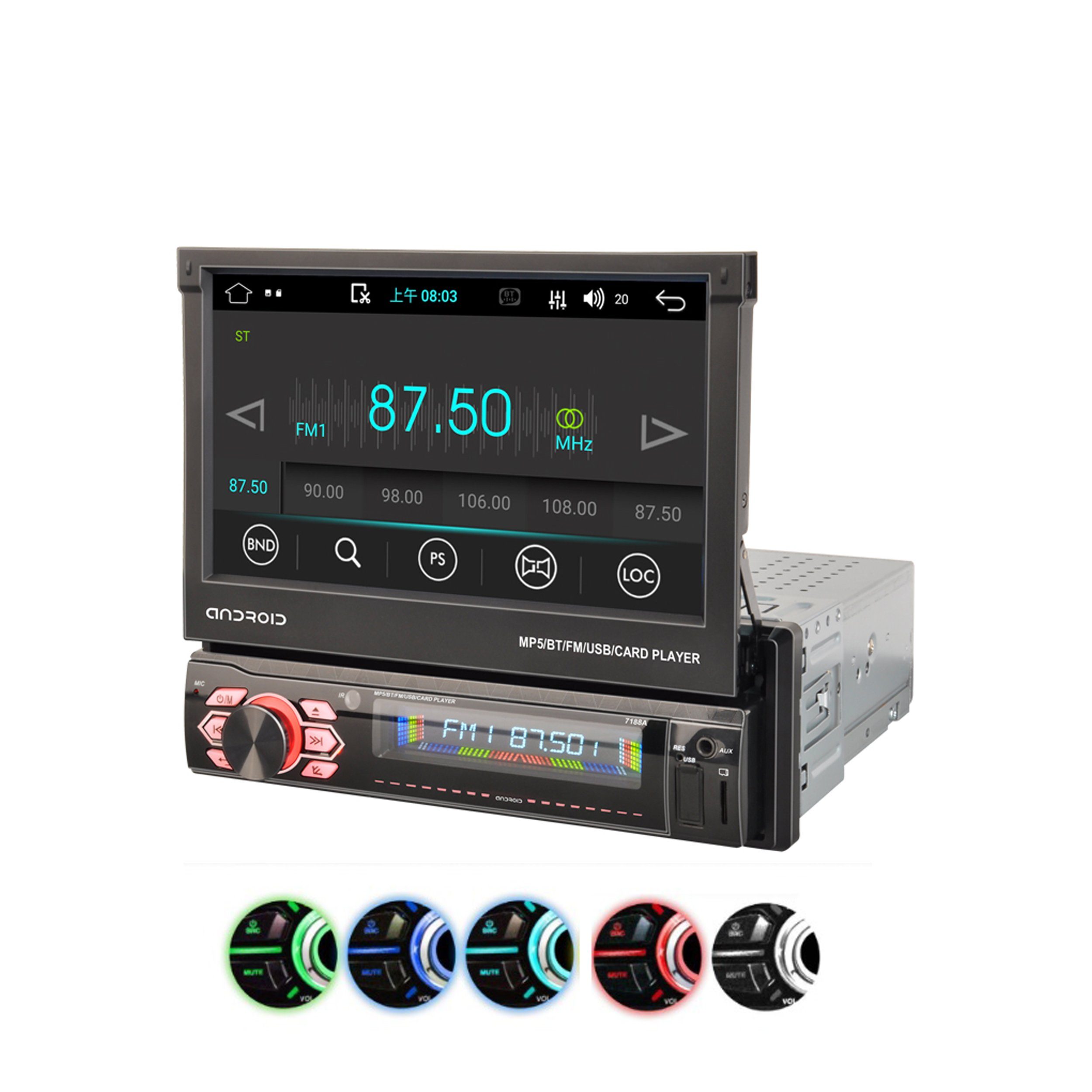 TAFFIO 1 DIN Universal 7" Touchscreen Android Autoradio CarPlay AndroidAuto Einbau-Navigationsgerät