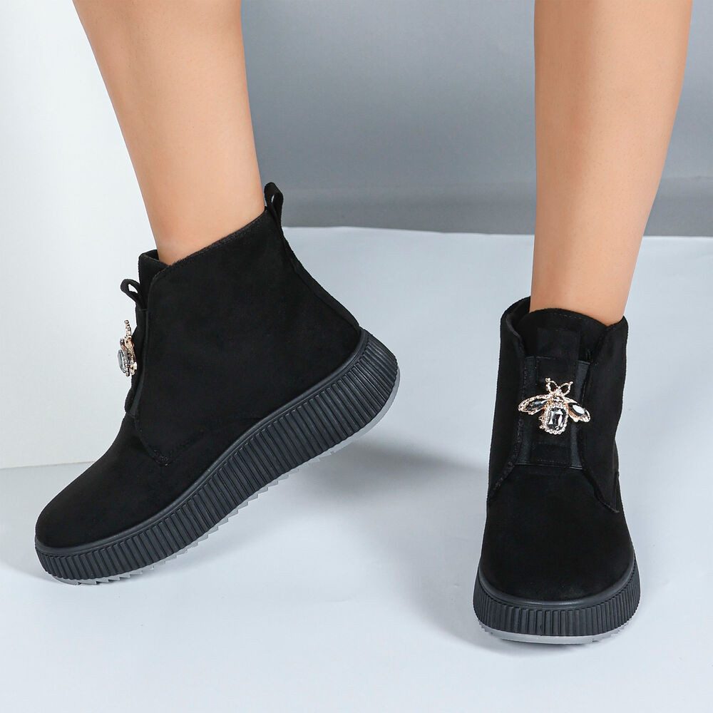Ital-Design Elegante Damen Plateau-Stiefeletten mit Dekorativem Detail Plateaustiefelette (90457988) Keilabsatz/Wedge Stiefeletten in Schwarz