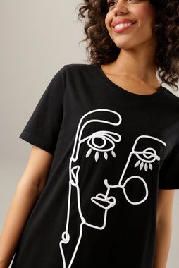 Aniston CASUAL T-Shirt mit kunstvollem Kopf aus Kordel und Stickerei