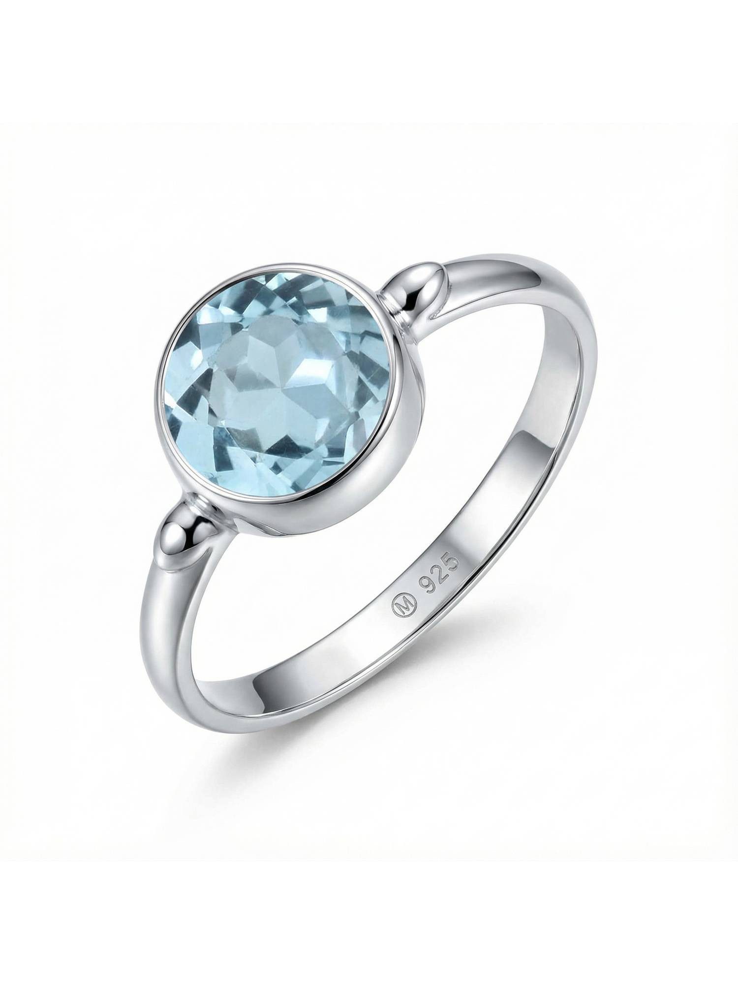 Silberring HANA aus 925 Silber mit blau Topas