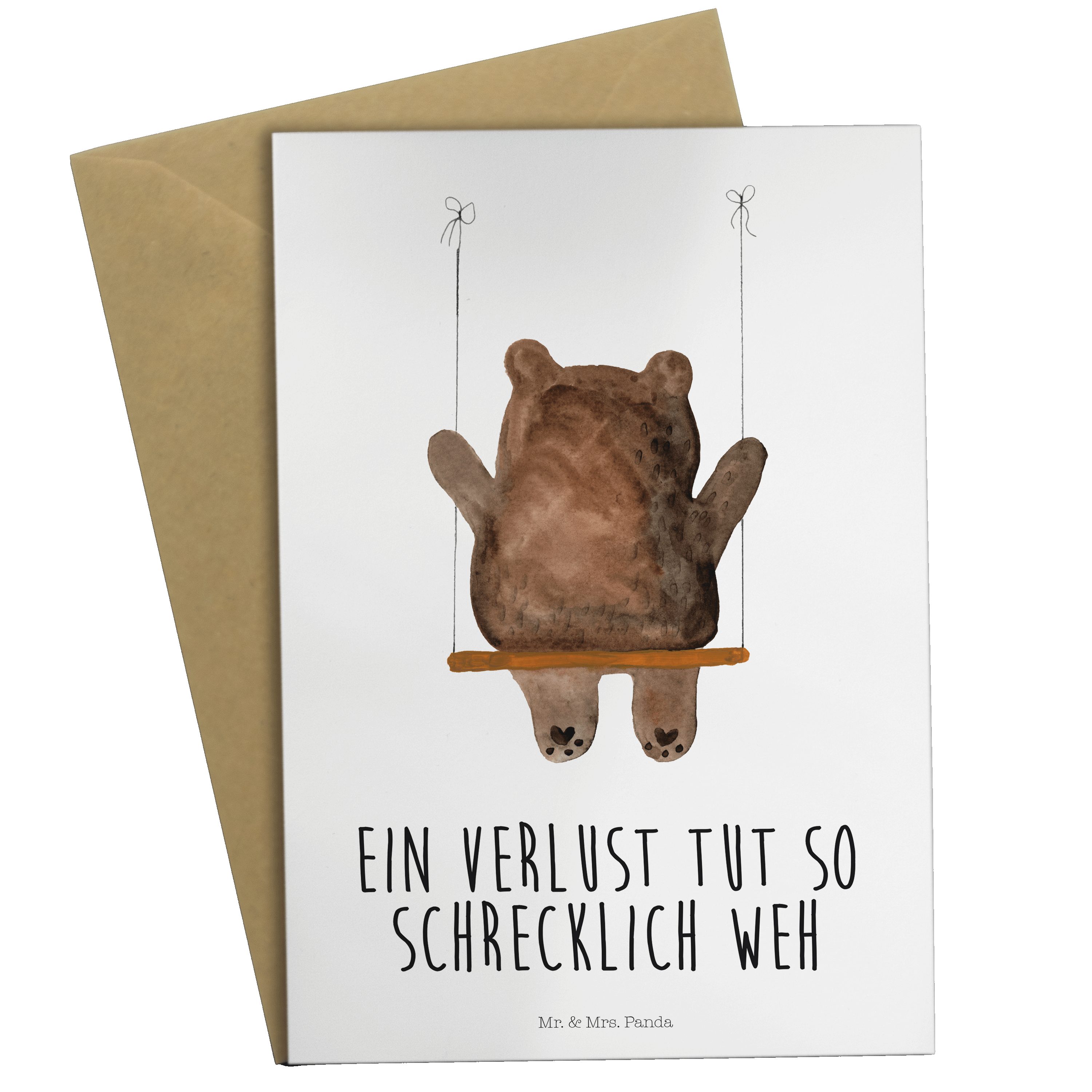 Mr. & Mrs. Panda Grußkarte Bär Schaukel - Weiß - Geschenk, Karte, Glückwunschkarte, Bär Verlust