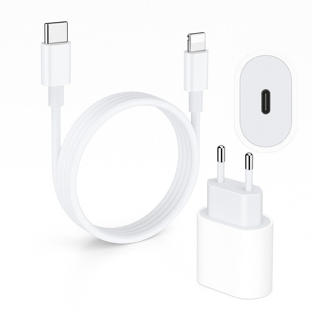 Alpha Electronics Ladeset USB C Ladekabel auf Iphone Kabel Smartphone-Ladegerät (Spar-Set, für iPhone 13/13 Pro/12/12 Pro Max/11 Pro/X/XS/XR/8 Plus, 2-tlg., kompatibel für iPhone Serie, 100 cm lang, Adapter unterstützt Power Delivery)