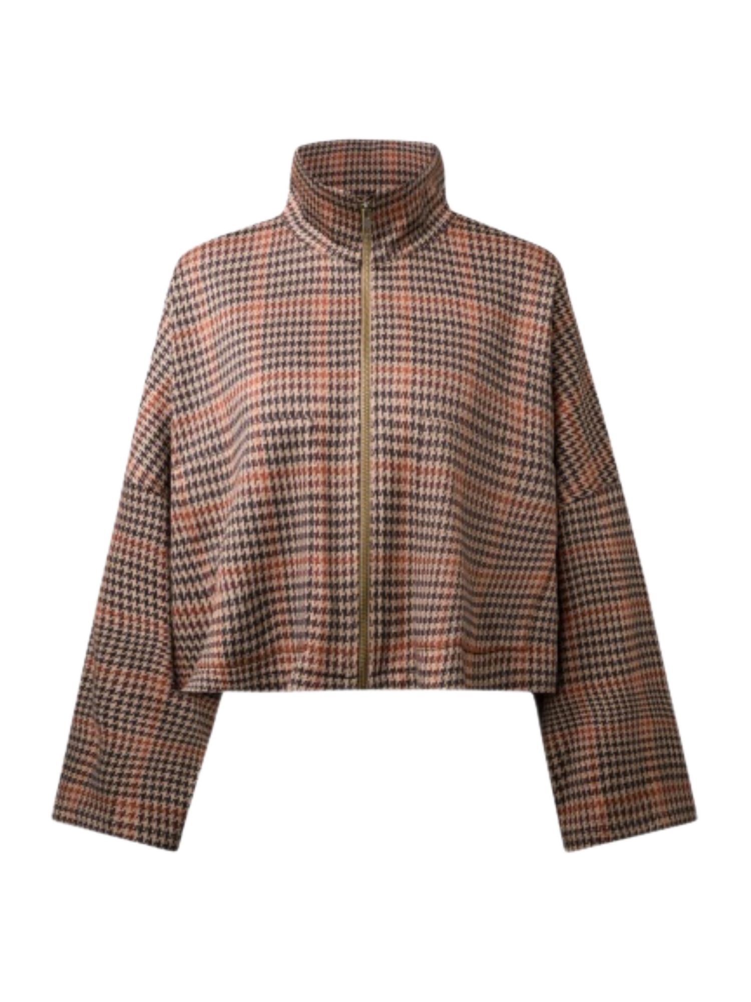 Drykorn Kurzjacke bunt,Outdoor,Viskose,Hahnentritt,Stehkragen,Langarm,Oversized