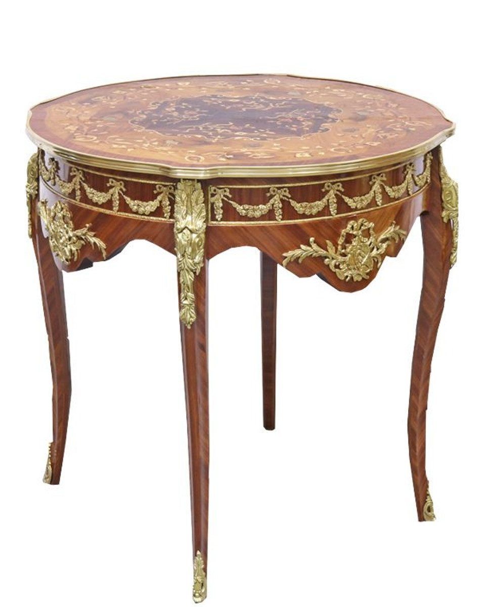 Casa Padrino Beistelltisch Barock Beistelltisch Mahagoni Intarsien / Gold H78 x 76 cm - Ludwig XVI Antik Stil Tisch - Möbel