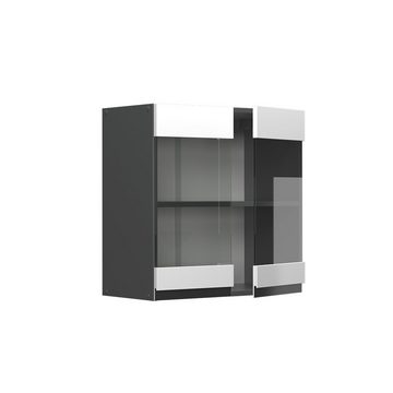 Vicco Glashängeschrank Hängeschrank J-Shape 60 cm Anthrazit/Weiß