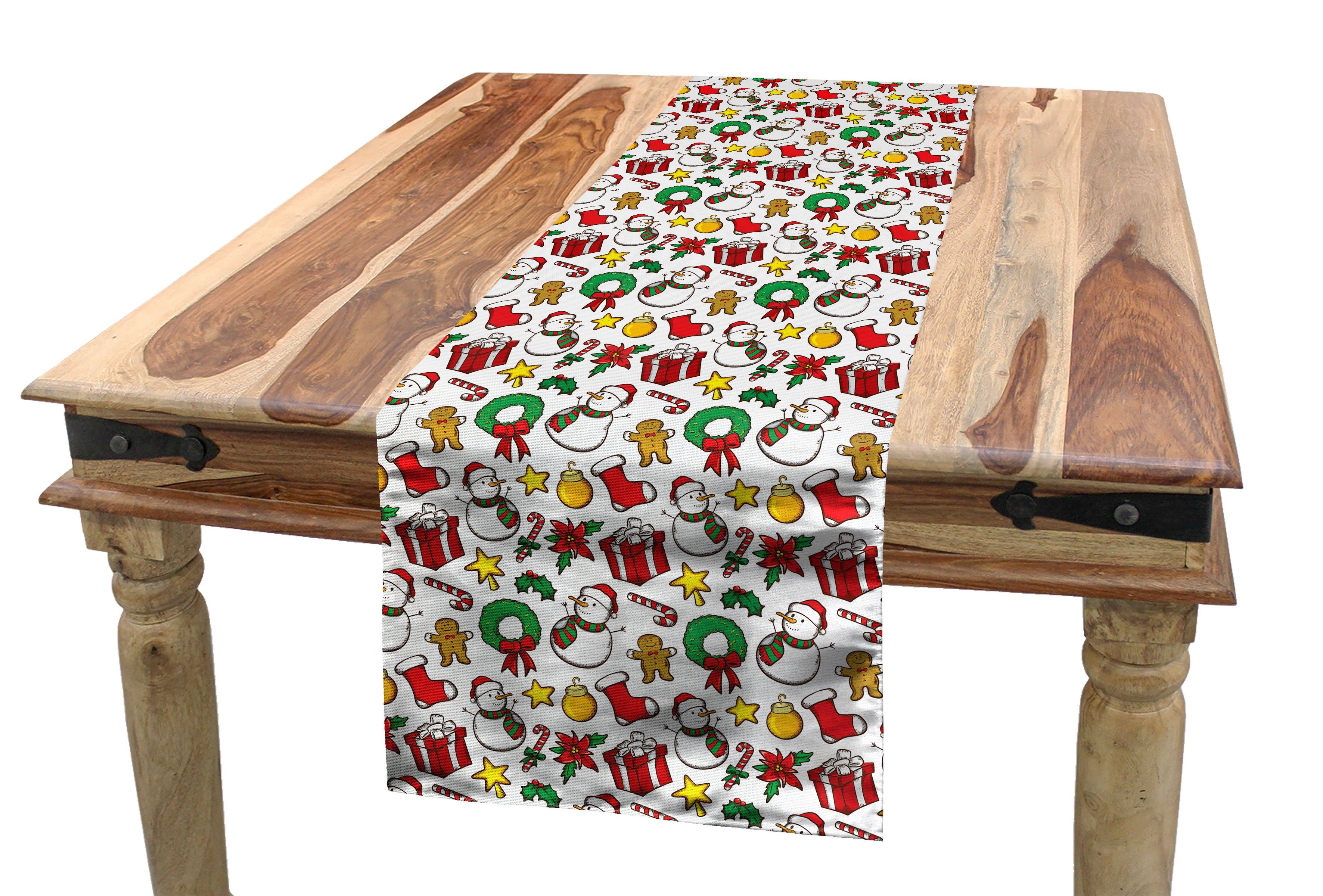 Abakuhaus Tischläufer Esszimmer Küche Rechteckiger Dekorativer Tischläufer, Weihnachten Weihnachten Garland Süßigkeit | Tischläufer