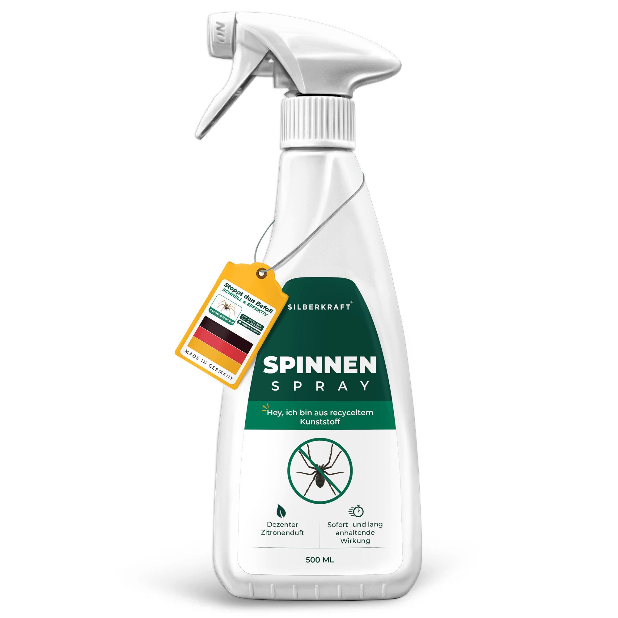 Silberkraft Insektenspray Silberkraft Spinnenspray gegen Spinnen in Haus, Wohnung & Garten, 500 ml, 1-St., Langzeitwirkung, Alternative zu Spinnengift & Spinnenfallen