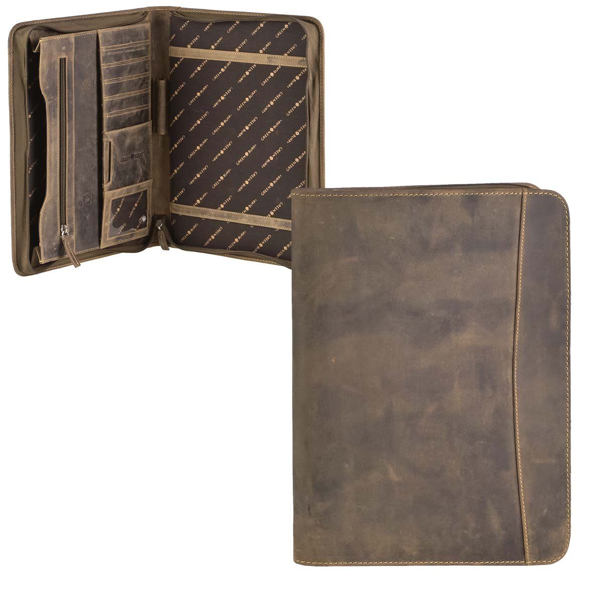 Schreibmappe "Vintage" Leder antikbraun Konferenzmappe 25x34x4,5cm