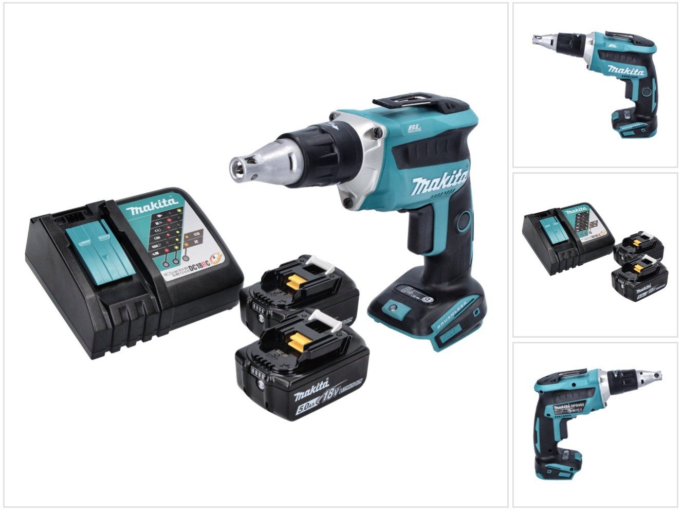 Makita Akku-Trockenbauschrauber DFS 452 RT Akku Schnellbauschrauber 18 V Brushless + 2x Akku 5,0 Ah
