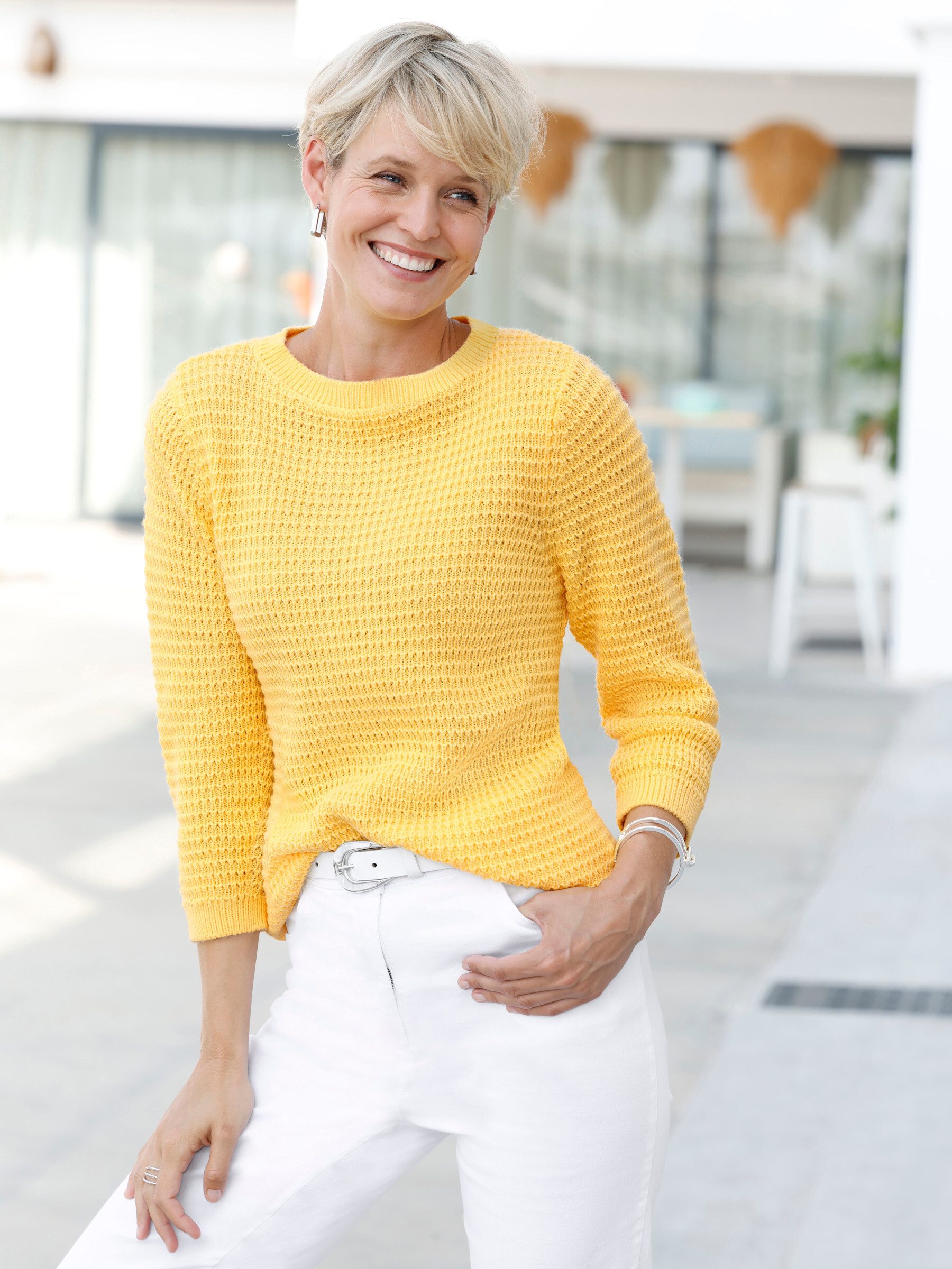 Sieh an! Strickpullover 3/4-Arm-Pullover 3/4-Arm