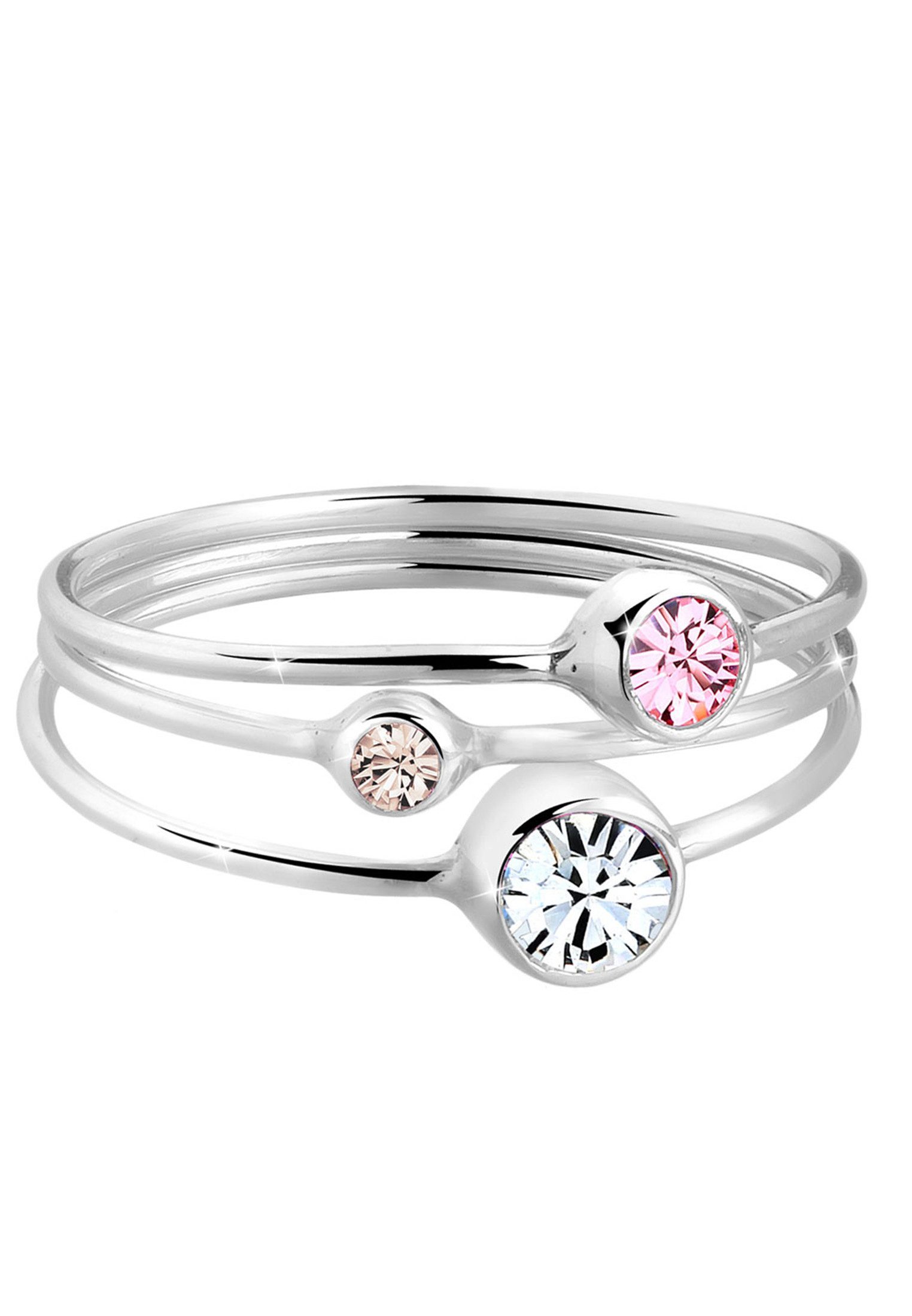 Elli Ring-Set Stapelring Set Kristalle 925 Silber, Ring Set