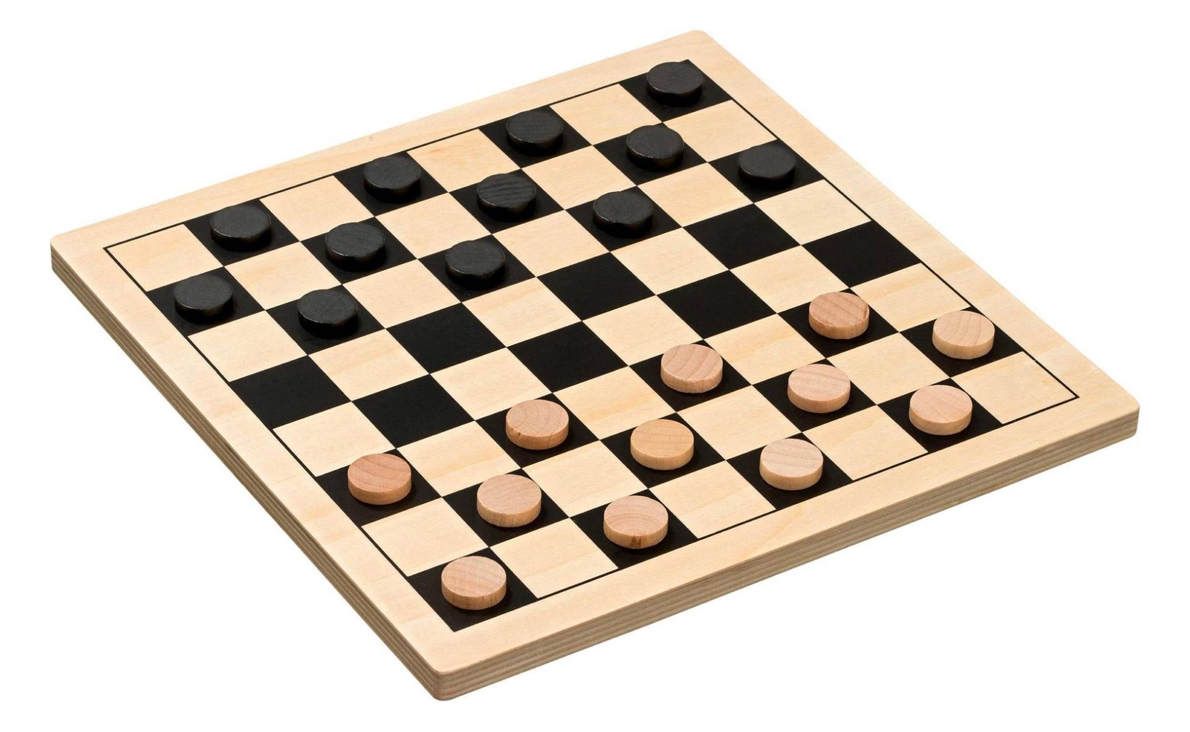 Philos Spiel Klassisches Dame-Spiel mit Holz-Spielbrett