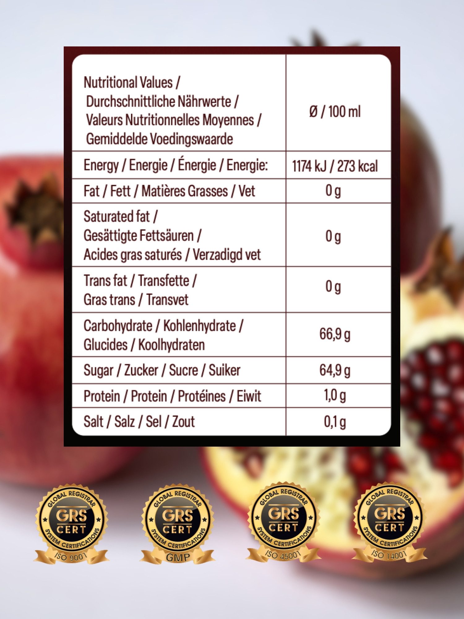 ADELSHOP Sirup Sifamix Granatapfelsirup 340g – 250 ml Vegan, Ohne Zusatzstoffe, Zusatzstofffrei, Ohne Konservierungsstoffe, Ohne künstliche Zusätze