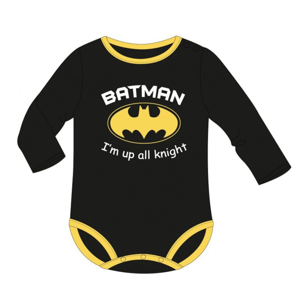 Batman Langarmwickelbody Batman Langarm-Body für Jungen in Schwarz, Размер 68-92 mit niedlichem Frontprint
