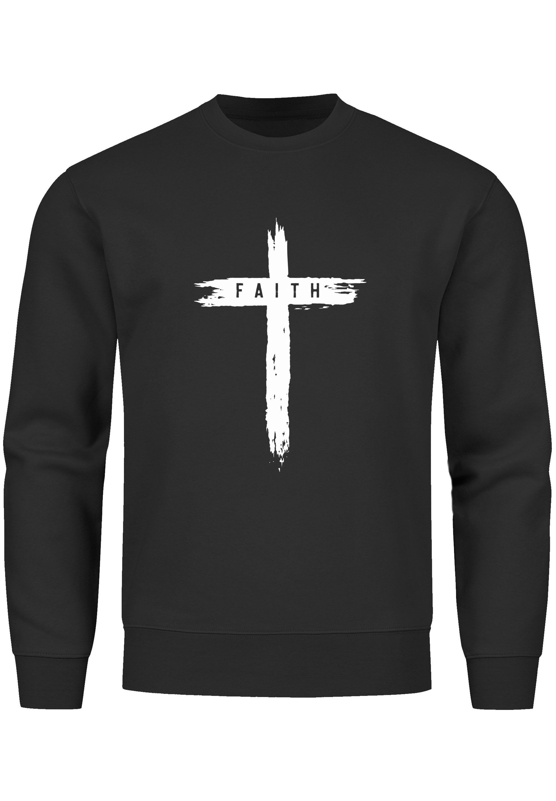 Neverless Sweatshirt Sweatshirt Herren Aufdruck Kreuz Cross Faith Glaube Tr günstig online kaufen