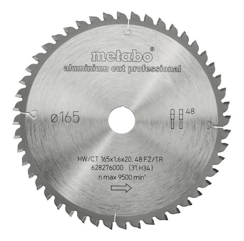 metabo Kreissägeblatt, "aluminium cut - professional", 165 x 20 mm, Zähnezahl 48, Flach