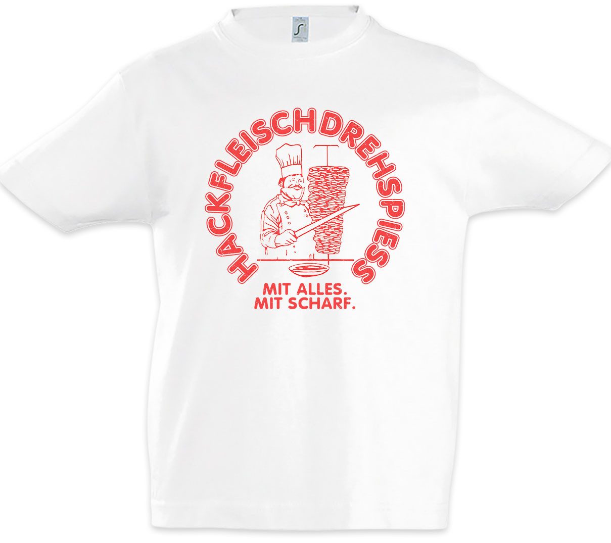 Print-Shirt Hackfleischdrehspiess Kinder T-Shirt Fassenacht Kebab Dönerladen