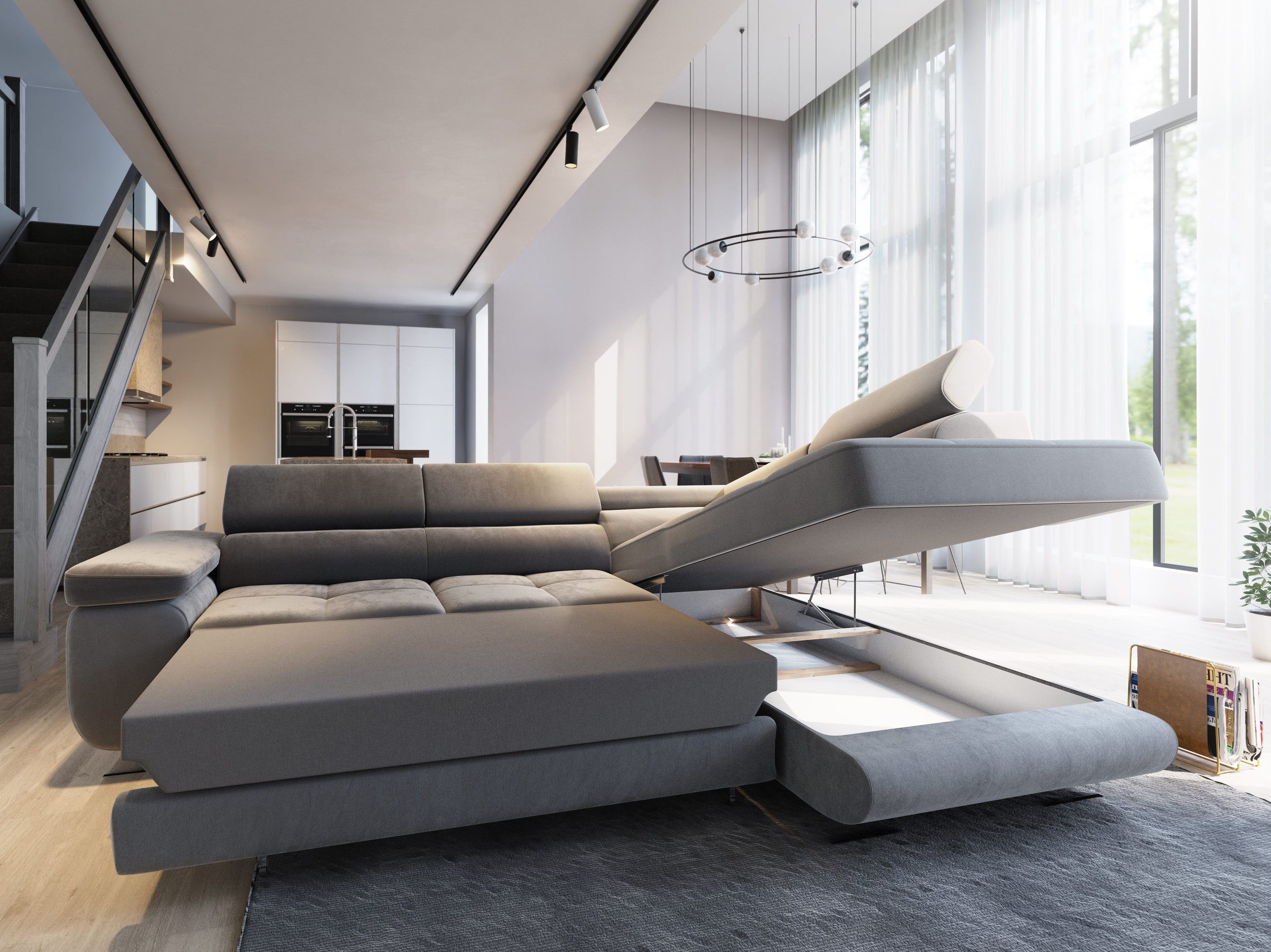 Masseno Ecksofa SELVA mit Schlaffunktion L-Form, Sofa mit Bettkasten