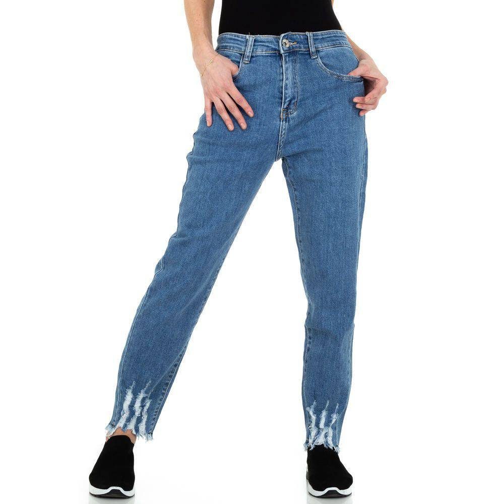 Ital-Design Boyfriend-Jeans Damen Freizeit Destroyed-Look Stretch Boyfriend  Jeans in Blau