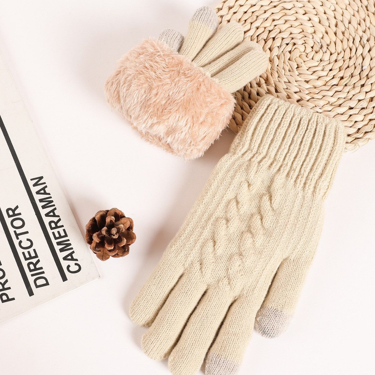 Bextsrack Fleecehandschuhe Warme Winterhandschuhe Fleece Strickhandschuhe Touchscreen Thermo (für Herren Damen Weihnachten und Neujahr Geschenkideen) für Outdoor Sport Laufen Radfahren Freizeit ski reithandschuhe