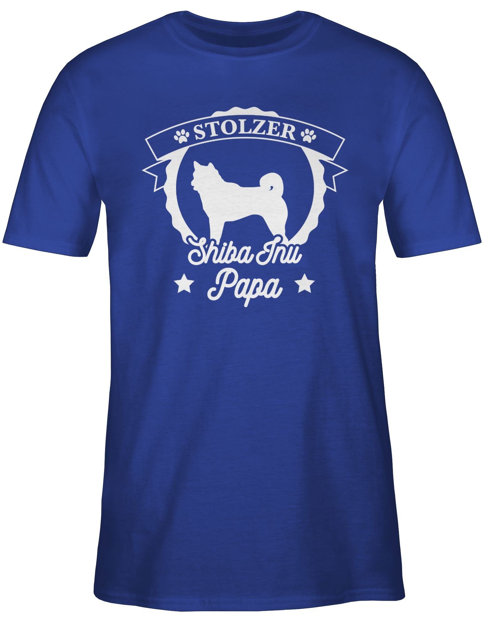 T-Shirt Shiba für Inu 3 Shirtracer Hundebesitzer Royalblau Papa Stolzer Geschenk