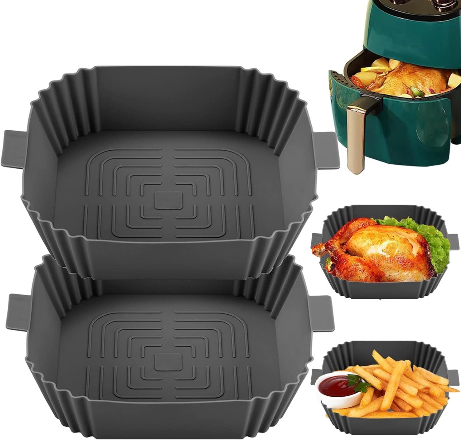Silikonform 2 Stück Heißluftfritteuse Korb Silikon