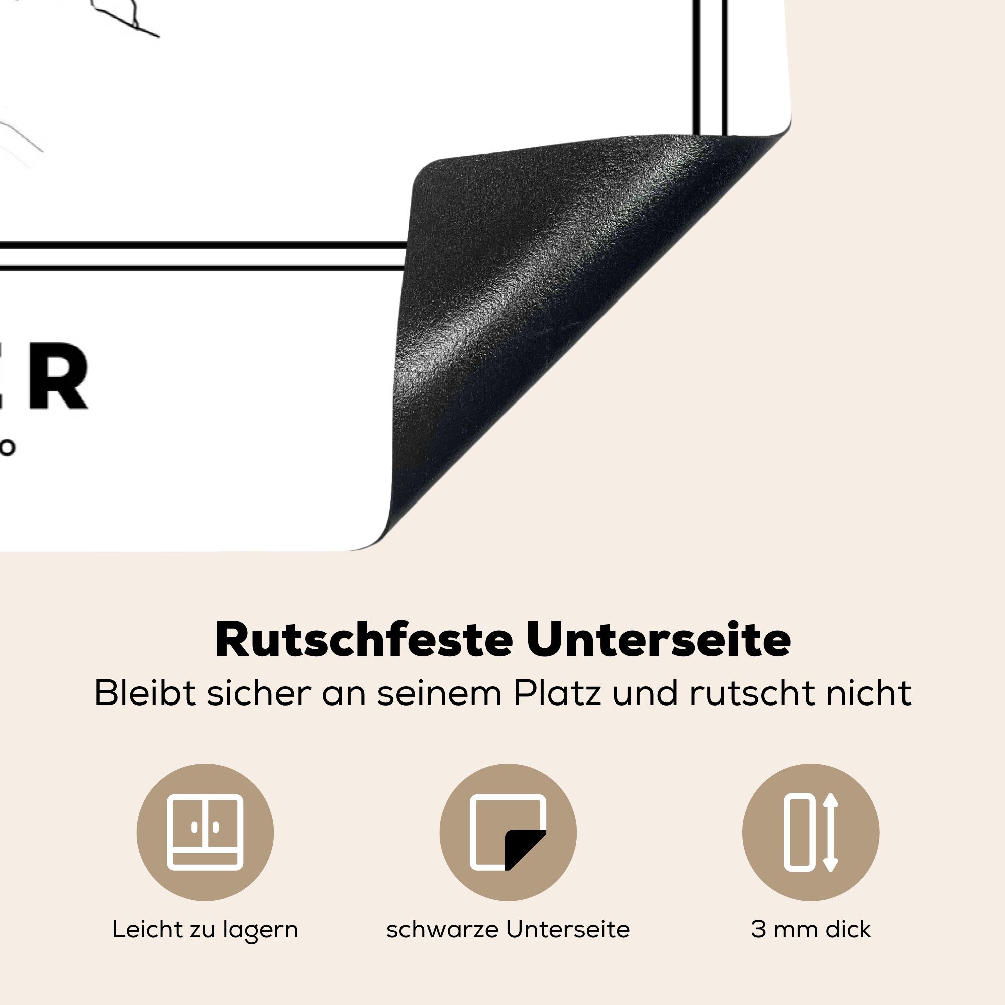 MuchoWow Herdblende-/Abdeckplatte Deutschland - Münster Schutz küche, Vinyl, Karte Induktionskochfeld tlg), (1 Schwarz-weiß cm, für - die Ceranfeldabdeckung - 81x52 - - Stadtplan Karte