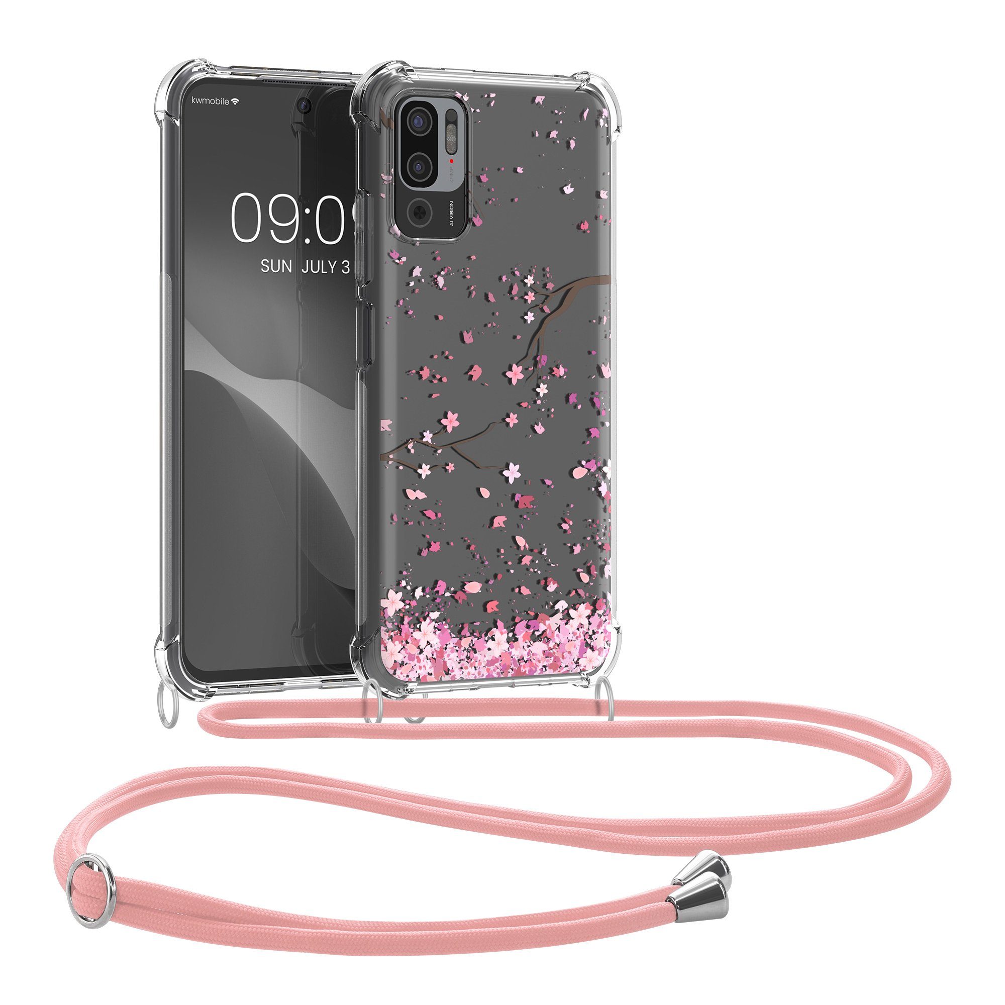kwmobile Handyhülle Hülle für Xiaomi Redmi Note 10 5G, Silikon Handyhülle mit Kette - Handykette Handyband