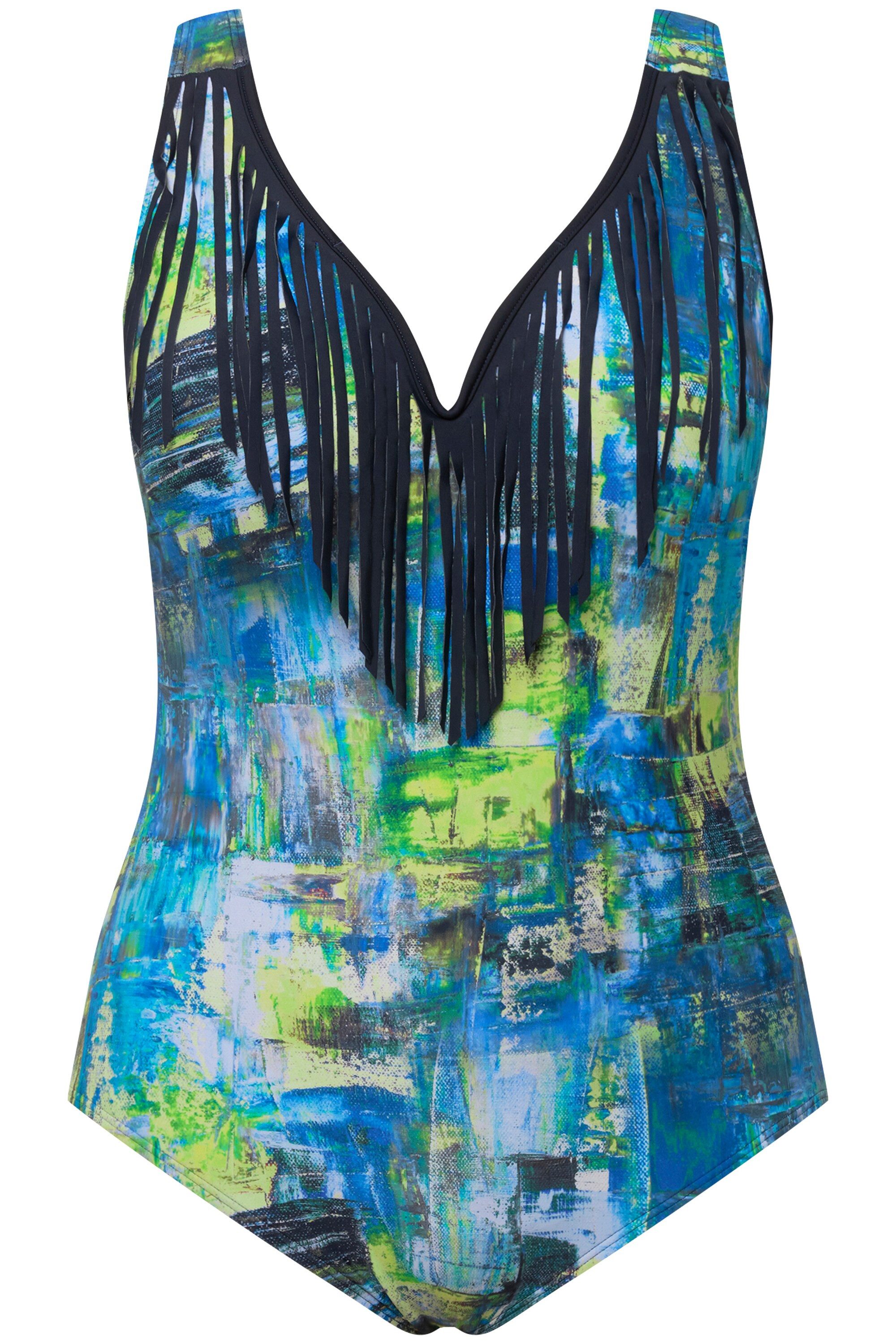 Ulla Popken Badeanzug Badeanzug Fransen Herzausschnitt Softcups günstig online kaufen