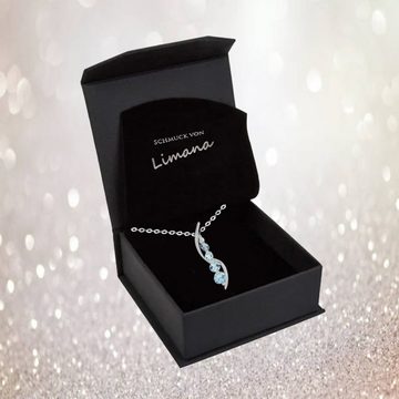 Limana Kette mit Anhänger echte Edelsteine blau Topas 925 Sterling Silber 50cm Edelsteinschmuck (inkl. Herz Geschenkdose und Tüte), Geschenkidee Geschenk Idee Damenkette Damenschmuck