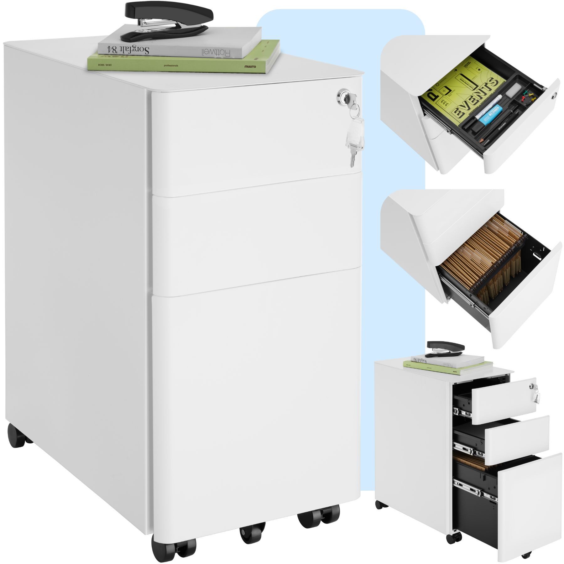 tectake Rollcontainer Aktenrollschrank, aus pulverbeschichtetem Stahl günstig online kaufen
