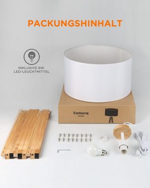 Tomons LED Stehlampe »Stehleuchte Dimmbar aus Holz Dreibein, Skandinavischer Stil«, mit Leuchtmittel, Moderne Standleuchte für Wohnzimmer, Schlafzimmer
